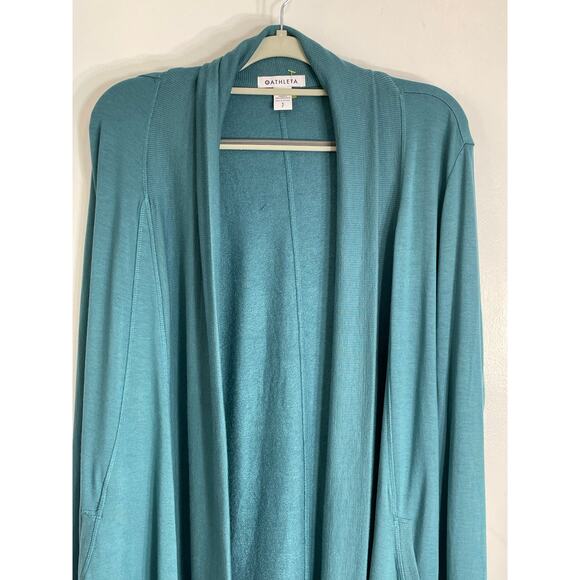 Athleta Cardigan Small Borealis Green Pranayam Wrap Soft Stretch Knit Office - Picture 2 of 8